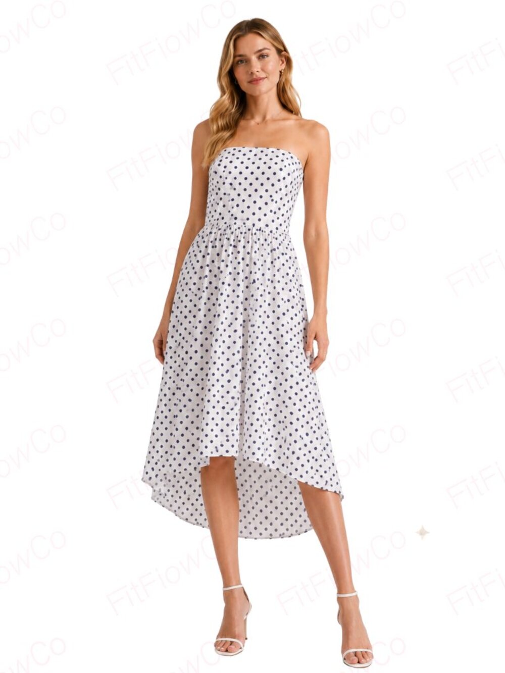 WHBM Polka Dot Strapless High Low Party Dress Women Size 14 - Picture 1 of 11